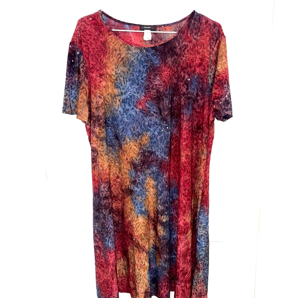 Cocomo Red and Blue Short Sleeve Dress
